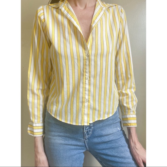 Vintage Canary Stripe Cotton Blouse - Picture 3 of 10